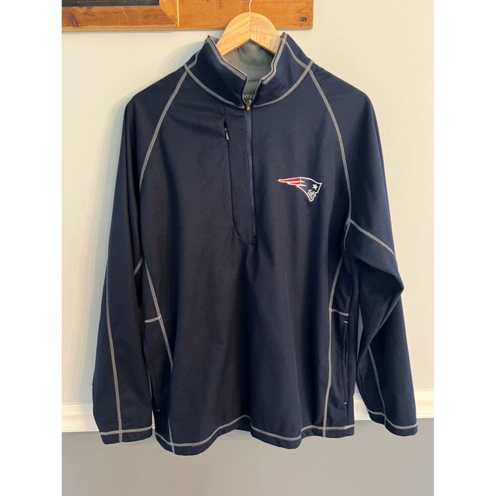 Antigua Patriots Quarter Zip Pullover Men’s M Navy Athletic Performance